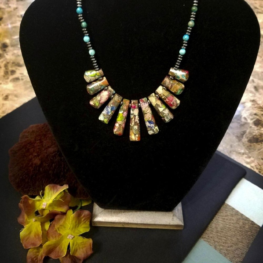 Beautiful Graduated Imperial Jasper Stone Necklace